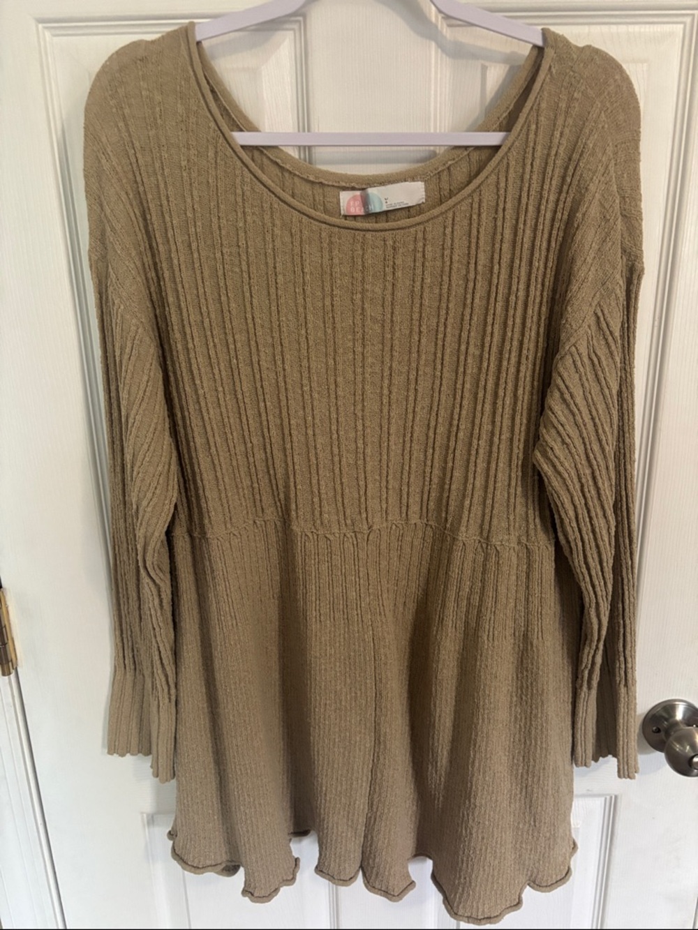Free People Beach Ribbed Scoop-Neck sweater dress in Taupe